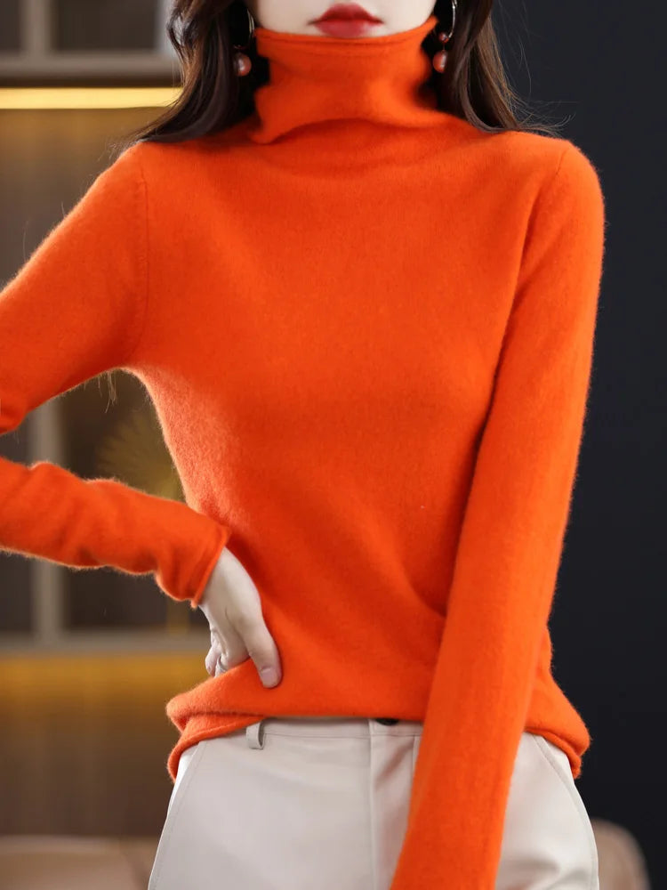 New 100% Merino Wool Turtleneck Cashmere Sweater