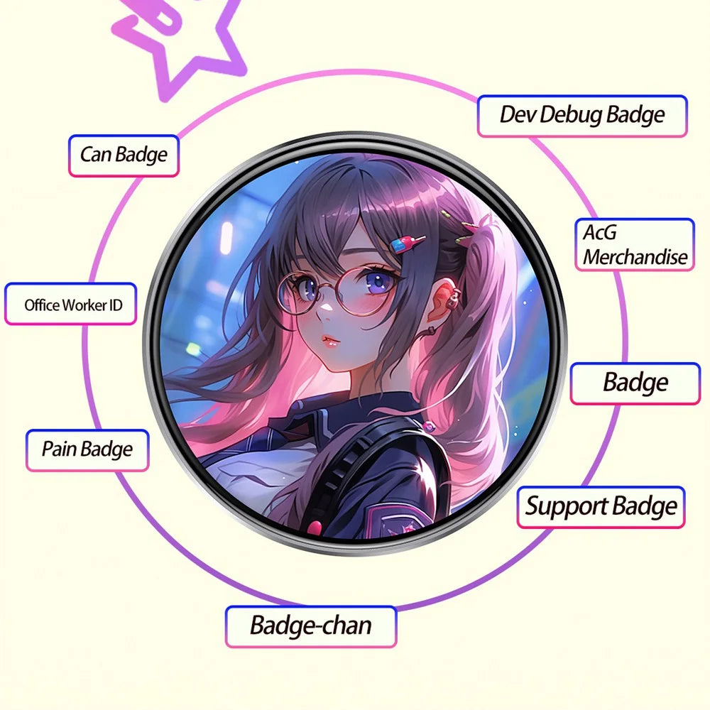 Anime Blue Tooth Electronic Badge Video Playing Rainbow Support Light Picture Dynamic Carousel Bidirectional Transmission Brooch