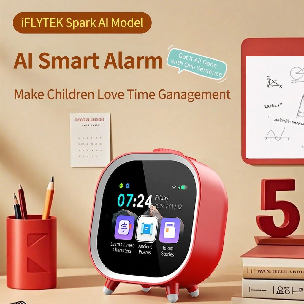 AI Smart Alarm Clock Talking Buddy Educational Toy for Kids Music/Stories Player Pomodoro Timer Cool Robot Gift for Boys Girls