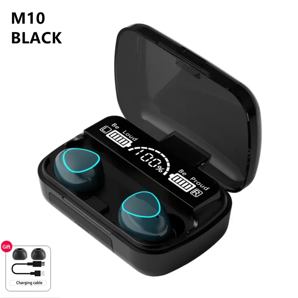 Original M10 Fone Bluetooth 5.3 TWS Wireless Headphones with LED Display Stereo Headset Touch Control Earbuds Noise Reduction