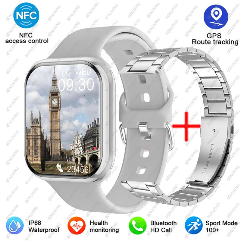 2025 AMOLED 2.05" HD Screen Smart Watch Women Series 8 Custom Dial 500+ Wireless Charging Men Smartwatch NFC GPS Tracker Watch 9