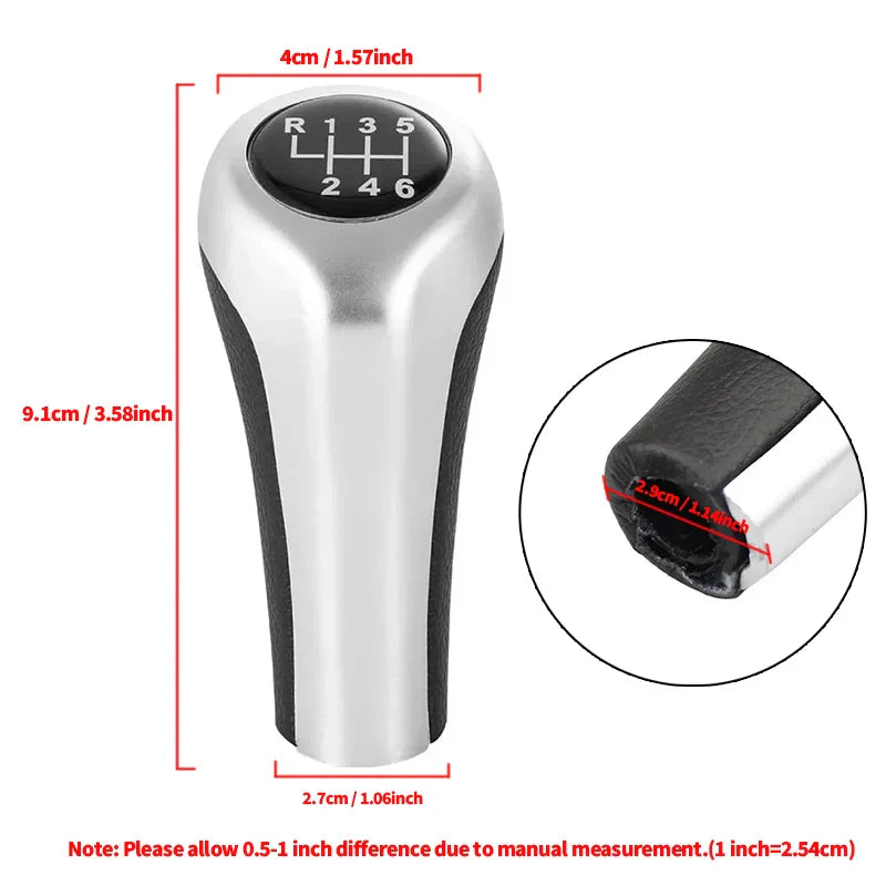 For BMW 1 3 5 6 Series E46 E53 E60 E61 E63 E65 E81 E82 E83 E87 E90 E91 E92 X1 X3 X5 Matt Chromed Gear Shift Knob 5 / 6 Speed