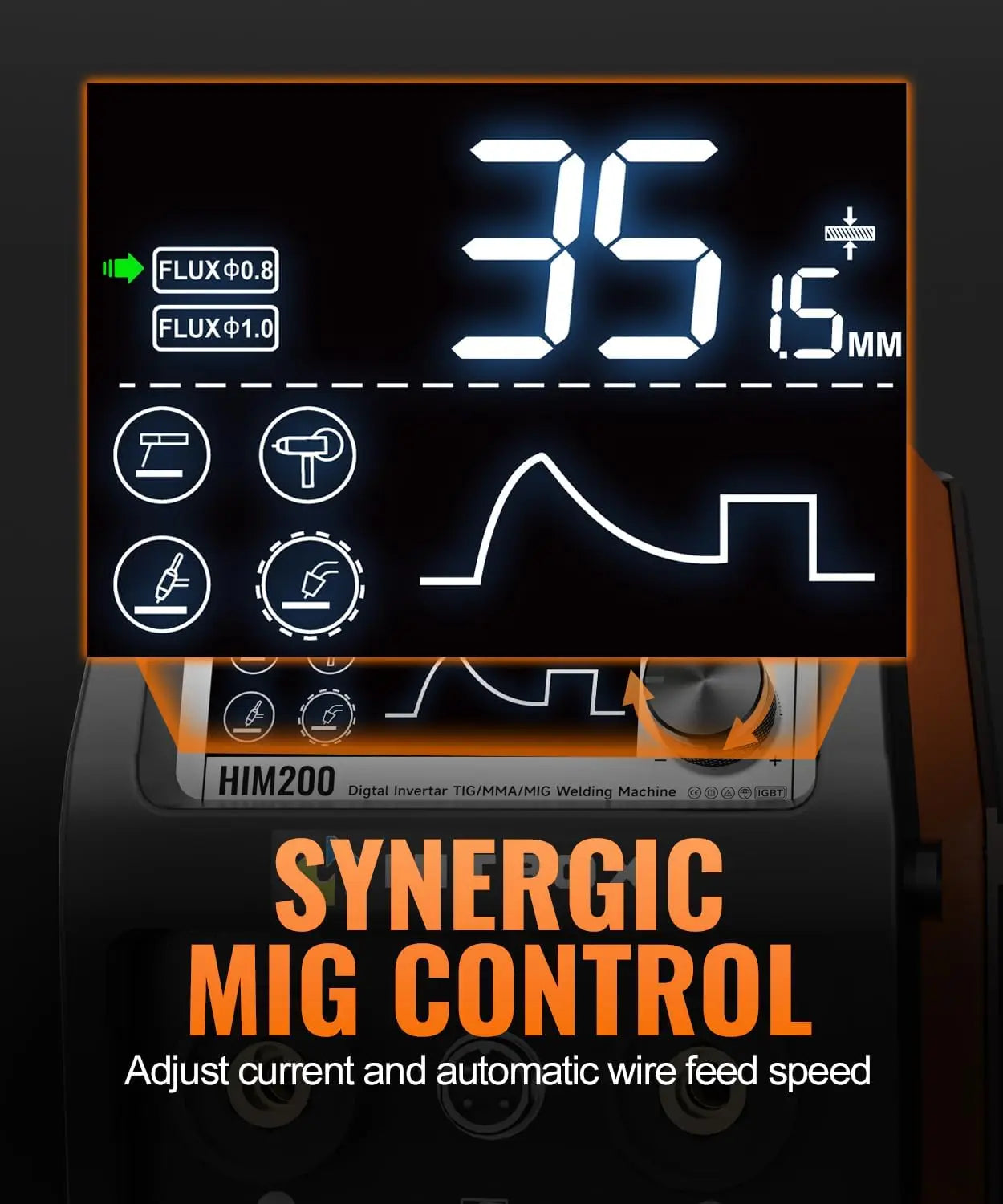 140A 4-in-1 Gasless MIG Welder with LCD Display, Dual Voltage IGBT Inverter for Flux Core/Stick/TIG/Spool Gun