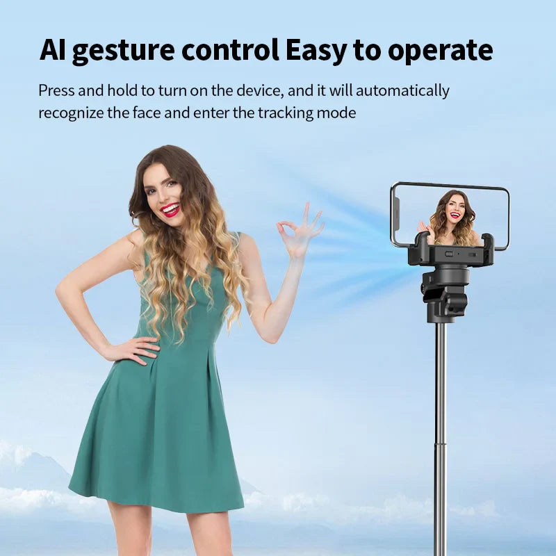 Roreta new Automatic face following Shooting Handheld Gimbal Stabilizer 360° Rotation Selfie Stick tripod For iPhone Smartphone