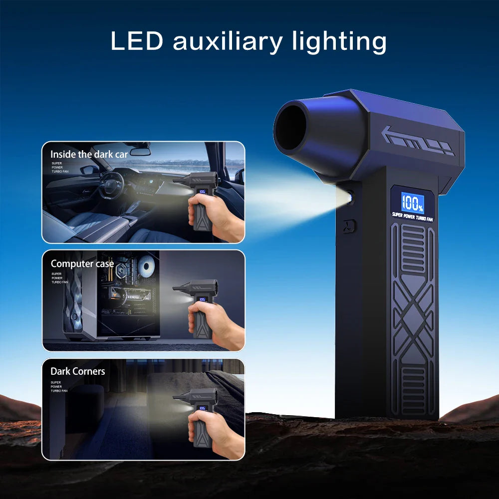 P80 High-Speed Dust Blower 120000RPM Violent Fan 180g Blowing Force Strong Airflow Brushless Turbo Jet Blower With LED Lighting