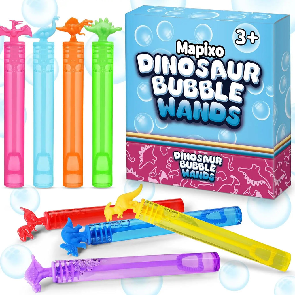 32 Pack Dinosaur Bubble Wands with Gift Box, Fun Party Favors for Kids Birthday and Outdoor Activities
