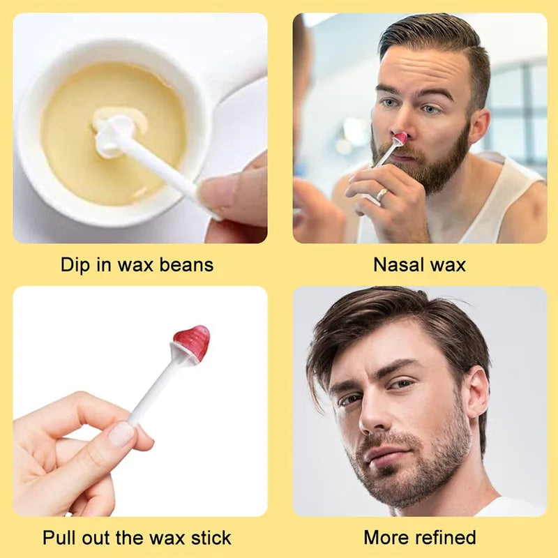 100PCS Nose Wax Sticks Kit Portable Easy Quick Wax Bean Cleaning Wax Kit Painless Nasal Wax Cleaning Tools Set For Hair Removal