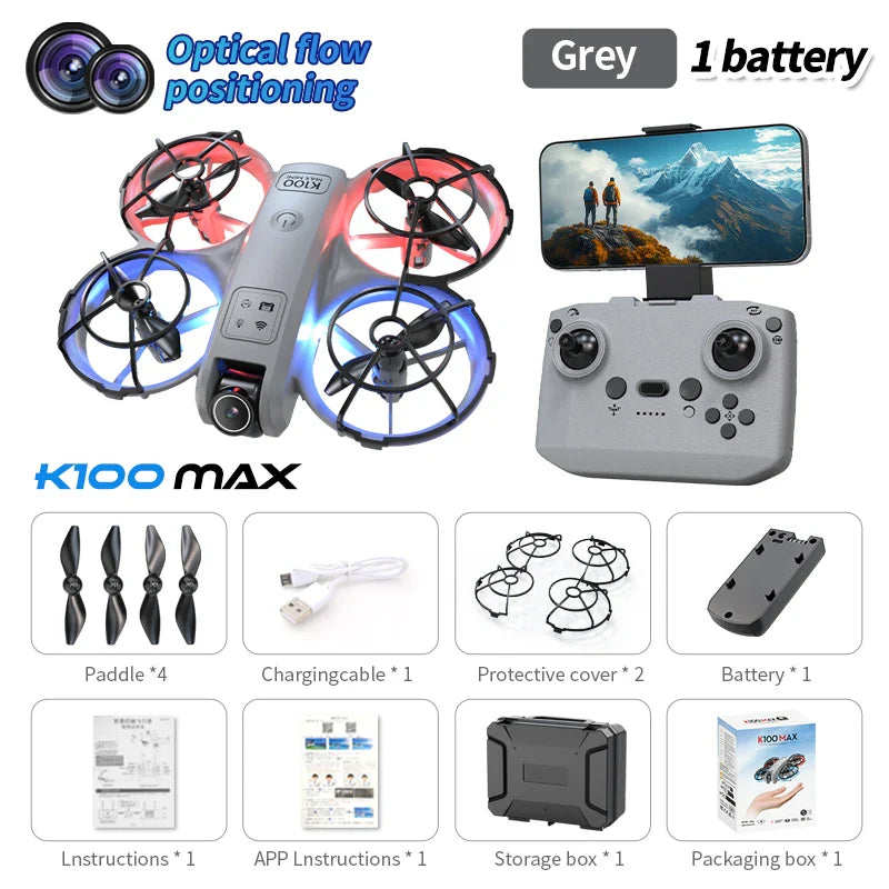 Upgrade K100 MAX HD 8K Drone Dual Cameras FPV Transmission Obstacle Avoidance Optical Flow Professional Aerial Photography Video