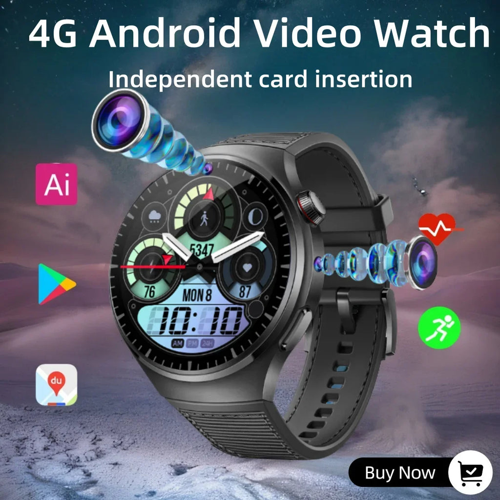 4G AMOLED Smartwatch B14 HD Dual Camera Wifi Video Call Bluetooth SIM card Google PLAY app Download Waterproof smartwatch