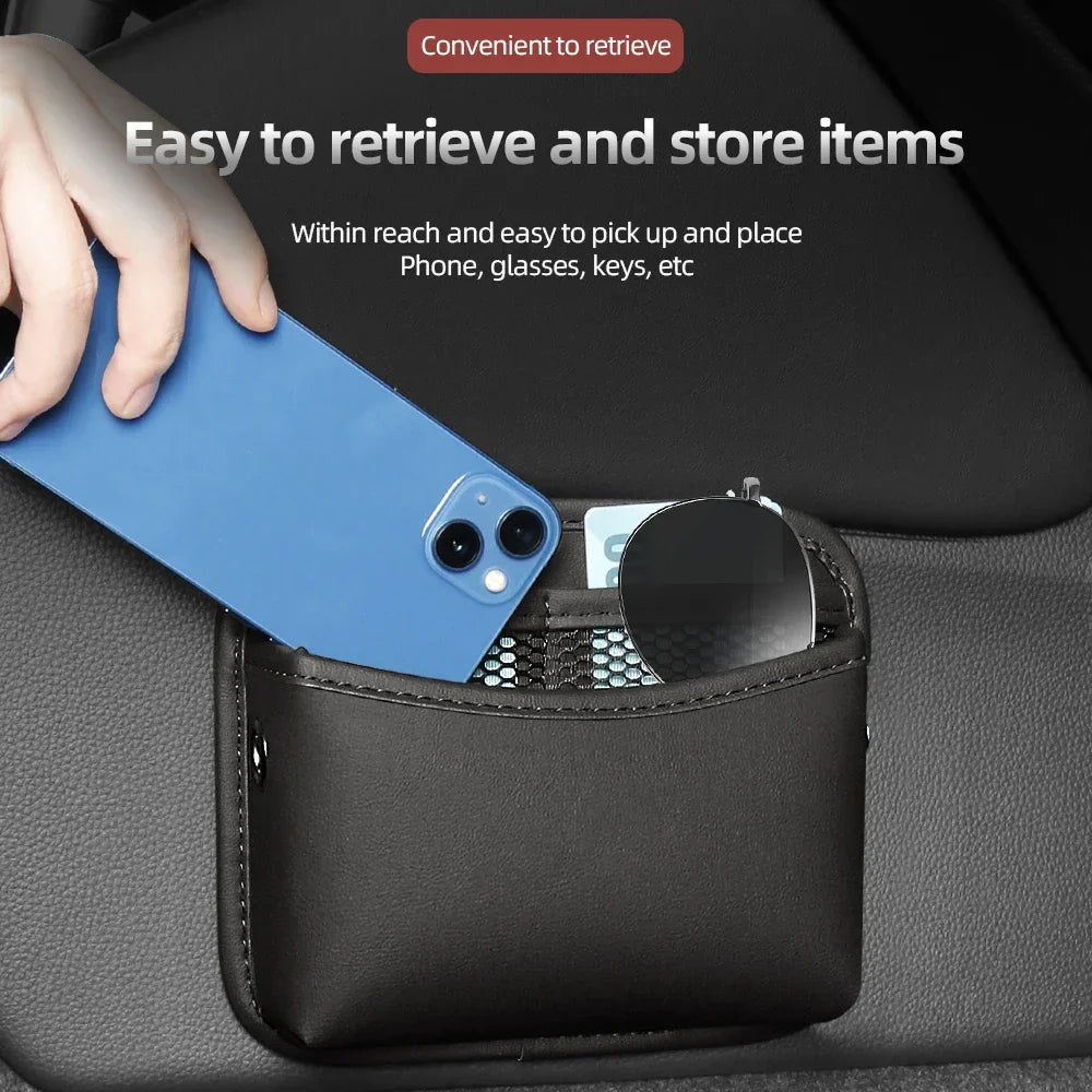 Universal Car Organizer Pocket Bag For Car Storage Box Collecting Bag Cards Phone Key Paste Box Self Adhesive Car Storage Pocket