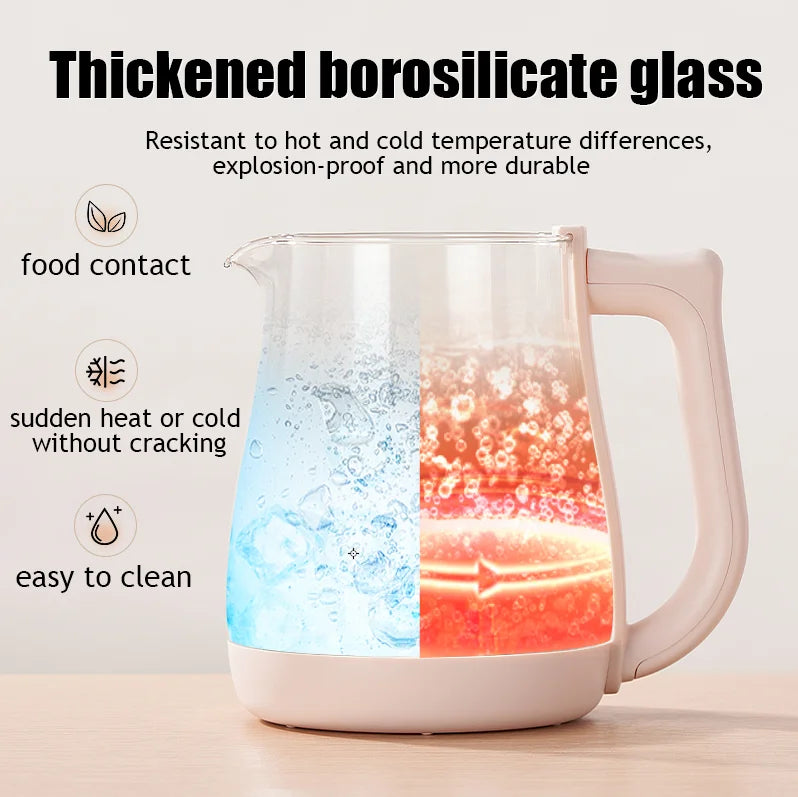 SUNATUR 1.8L Electric Glass Health Preserving Kettle,Stainless Steel,800W Fast Boil,24h Insulation