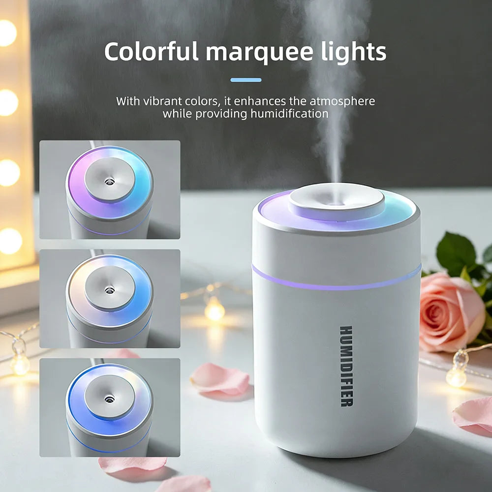 1PC Portable Mini Air Humidifier, Quiet Operation, Fine Mist Mode, with Ambient Lights - Portable USB Humidifier for Indoor Use
