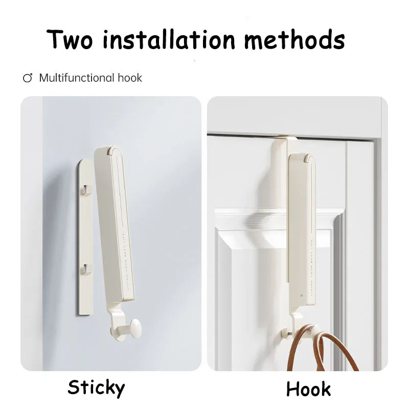 1/2pcs Folding Wall Hook portable drying rack Hidden Robe Towel Coat Hook door back hooks Expandable Sticky Towel Hanger