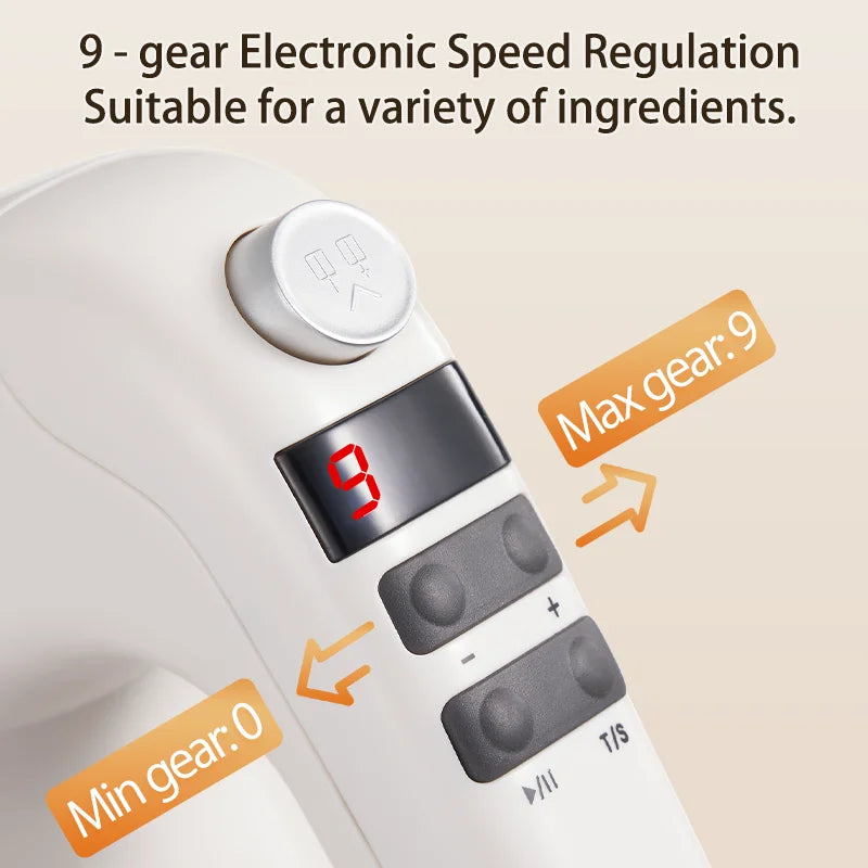 SUNATUR 400W DC Hand Mixer Electric Speed Control 304 Stainless Steel 6 Rods Set with Storage Base