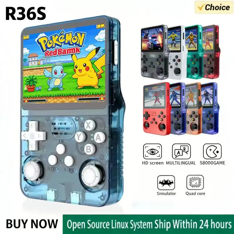 Linux System Open Source R36S Retro Handheld Video Game Console 3 5 Inch IPS Screen Portable Pocket Video Player 64GB 128GB Game