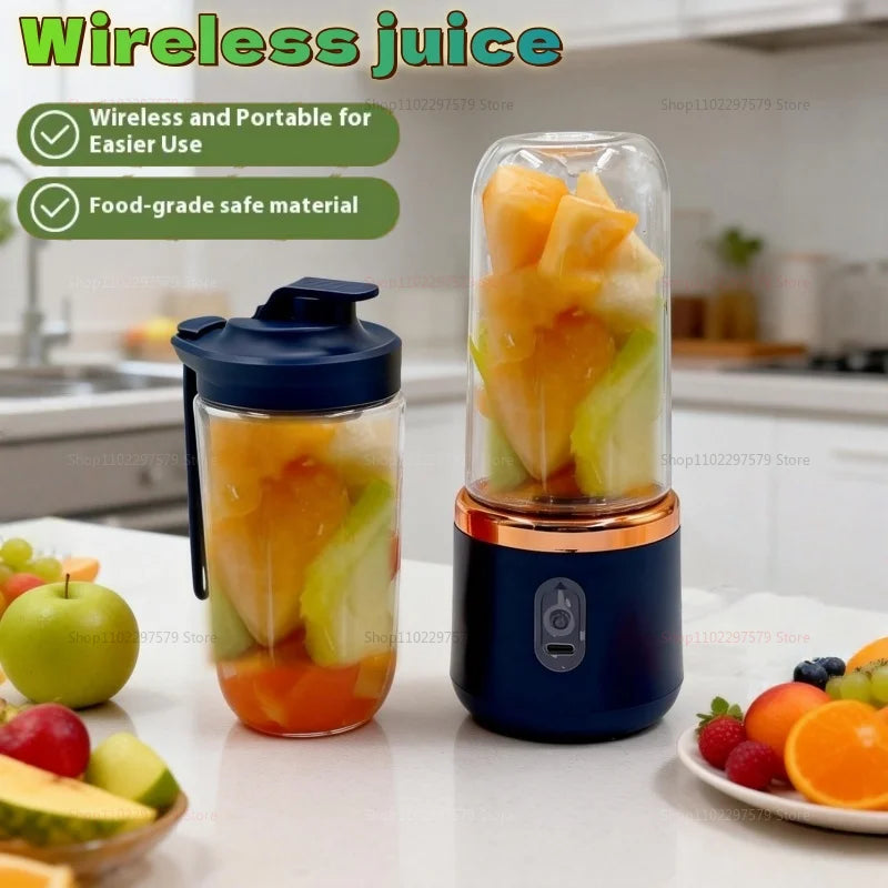 Double Cup Portable Blender USB Juicer Fruit Mixer for Smoothies Milkshakes and Juices Compact Food Processor Orange Juicer