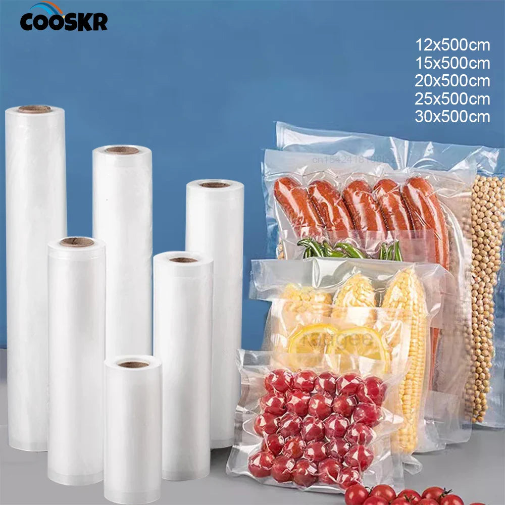Food Vacuum Bags Sealer Storage Packaging Bags for Kitchen Vacuum Seal Keep Food Fresh BPA-Free 5 Size Vacuum Sealing Rolls Bags
