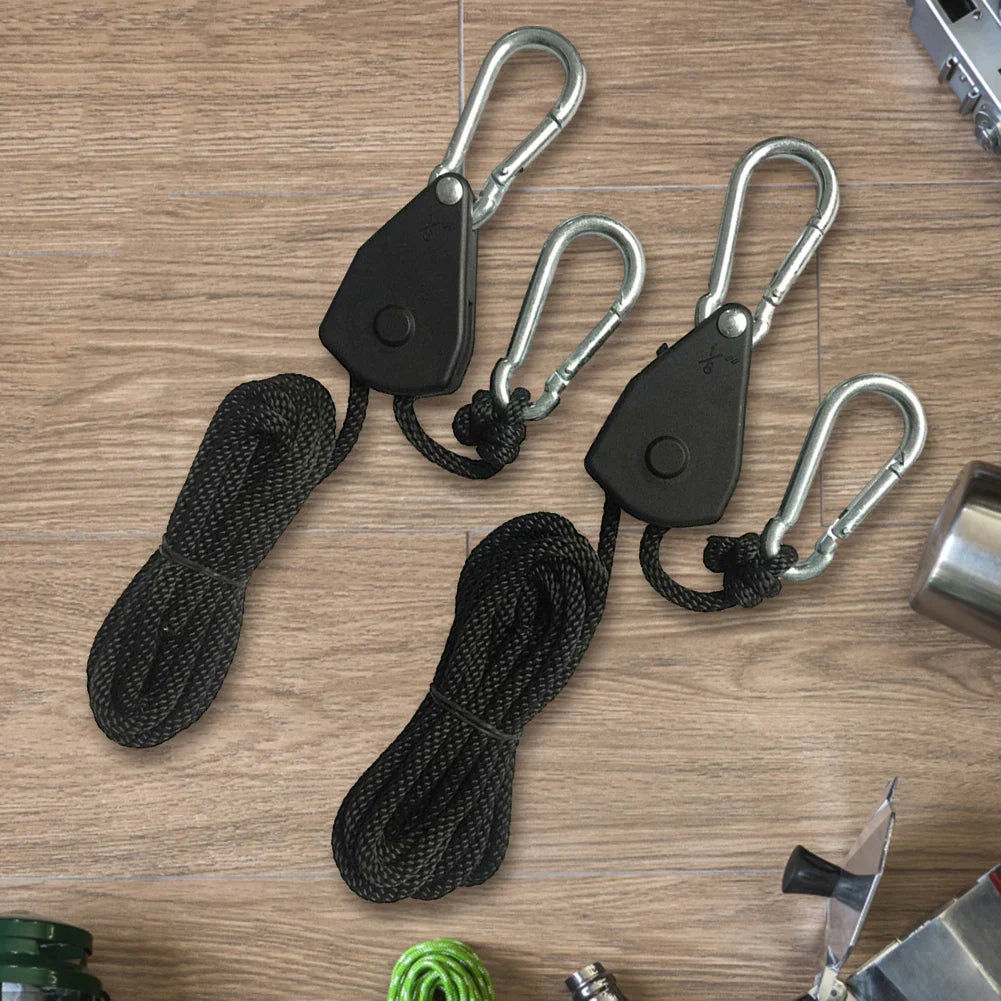 1/2/4/6/8/10/12/14/16pcs Hanger Pulley Ratchets Kayak Rope 1.6M Rope Pulley Ratchet Locking Hanger Sky Curtain Tent for Camping