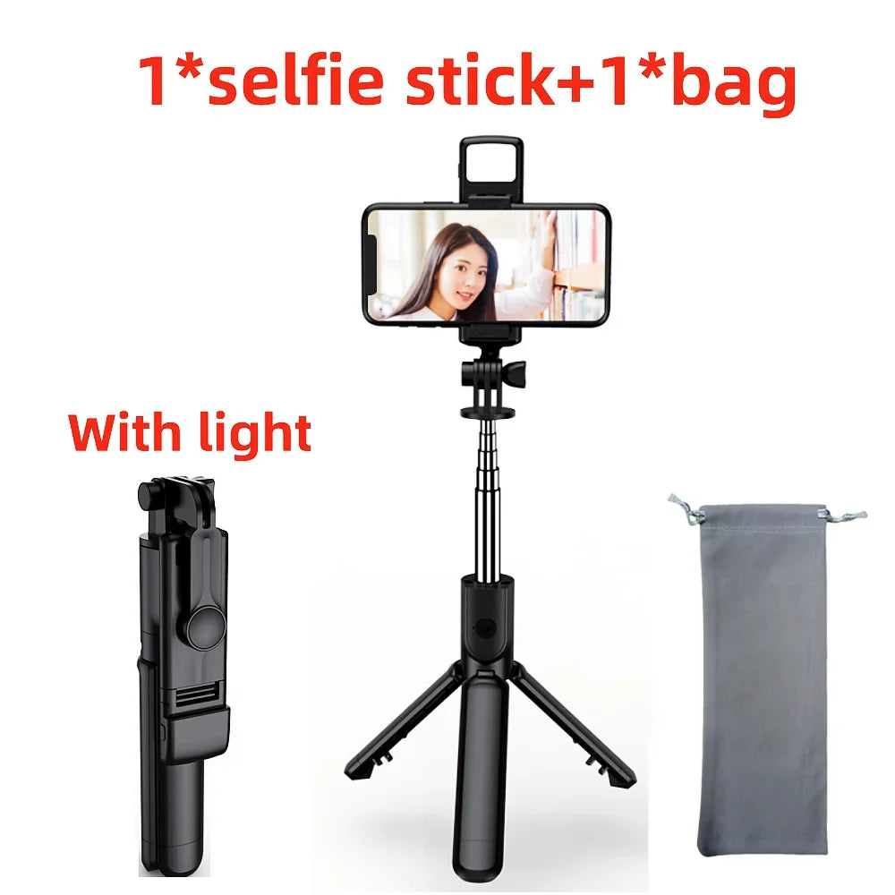 BSLIUFANG Monopod Remote Shutter Fill Light for iPhone Samsung Xiaomi Phone Holder Mini Tripod Wireless Bluetooth Selfie Stick