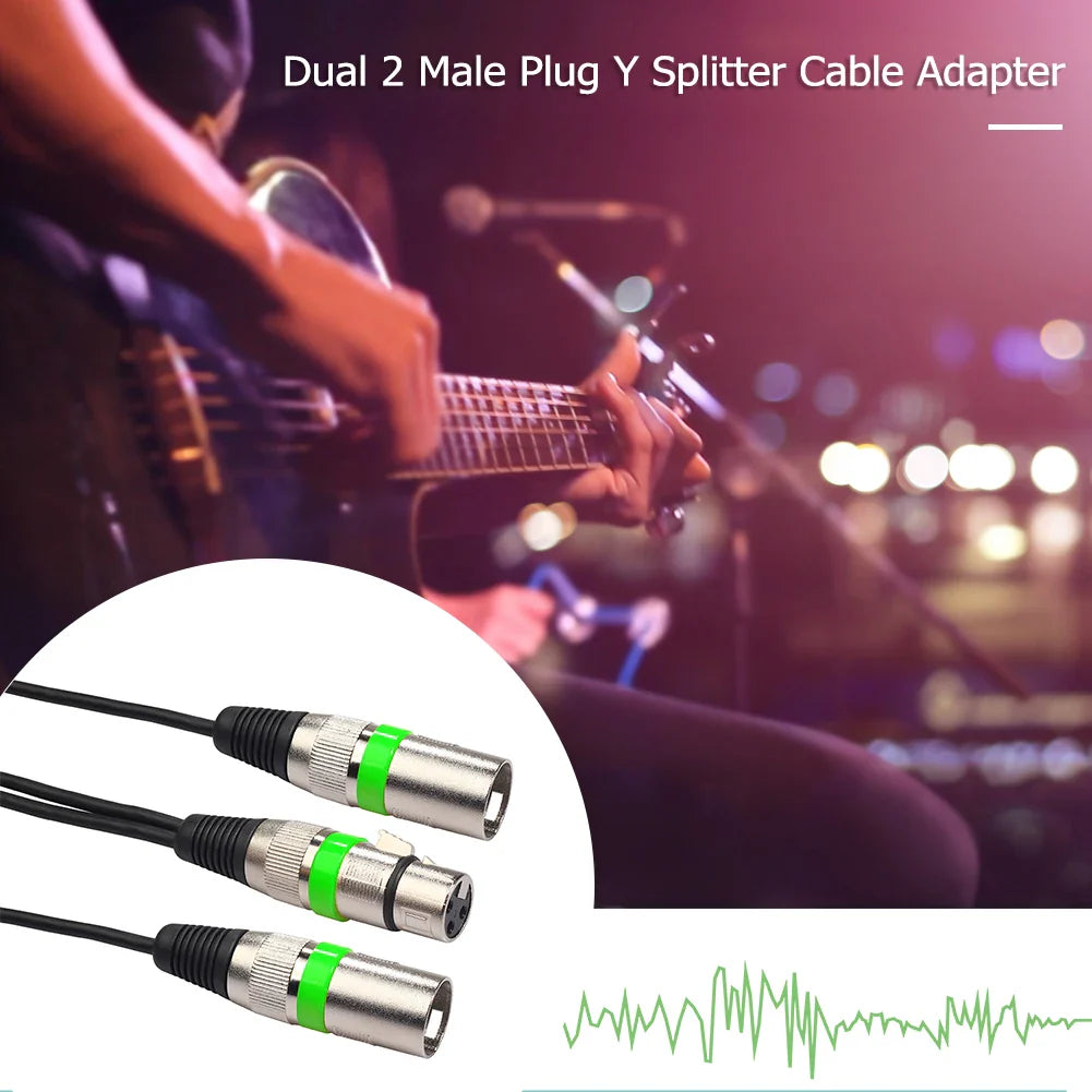 30cm 3Pin XLR Female Jack to Dual 2 Male Plug Adapter Cable Microphone Splitter Cord for Mic Amplifier Speaker Mixer Accessories