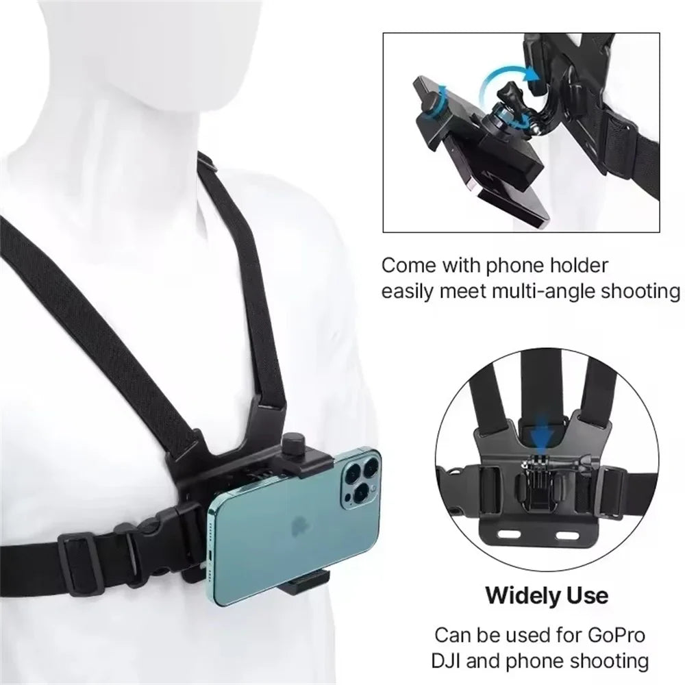 360° Rotate Climbing Cycling Phone Stand Bike Motorcycle GPS Live First-Person-View Camera/Mobile Phone Holder With Chest Strap