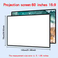 60-150 inch foldable, easy to clean, non perforated wall mounted projection screen, ironable white soft screen