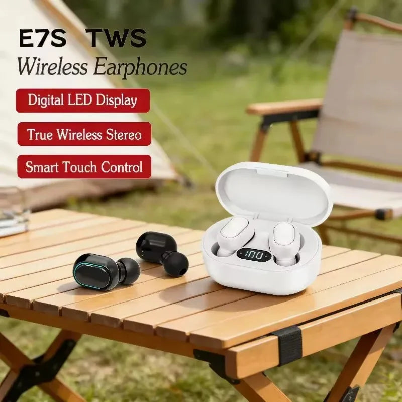 TWS Bluetooth Earphones E7S Wireless Headphones Headset with Mic HiFi Stereo Sport Noise Cancelling Mini Earbuds For Smartphones
