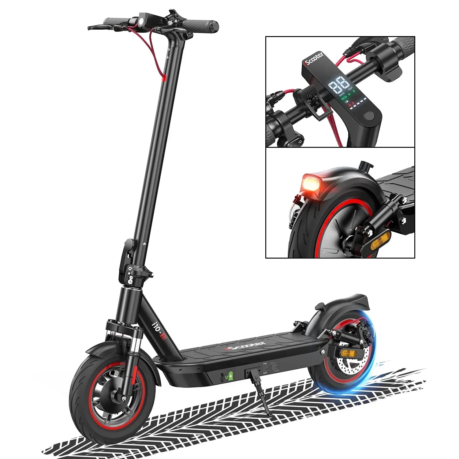 ISCOOTER I10 650W Motor Foldable Electric Scooter 42V15Ah Battery Adult EScooter 10 Inch Tires City Commuter Electric Scooter
