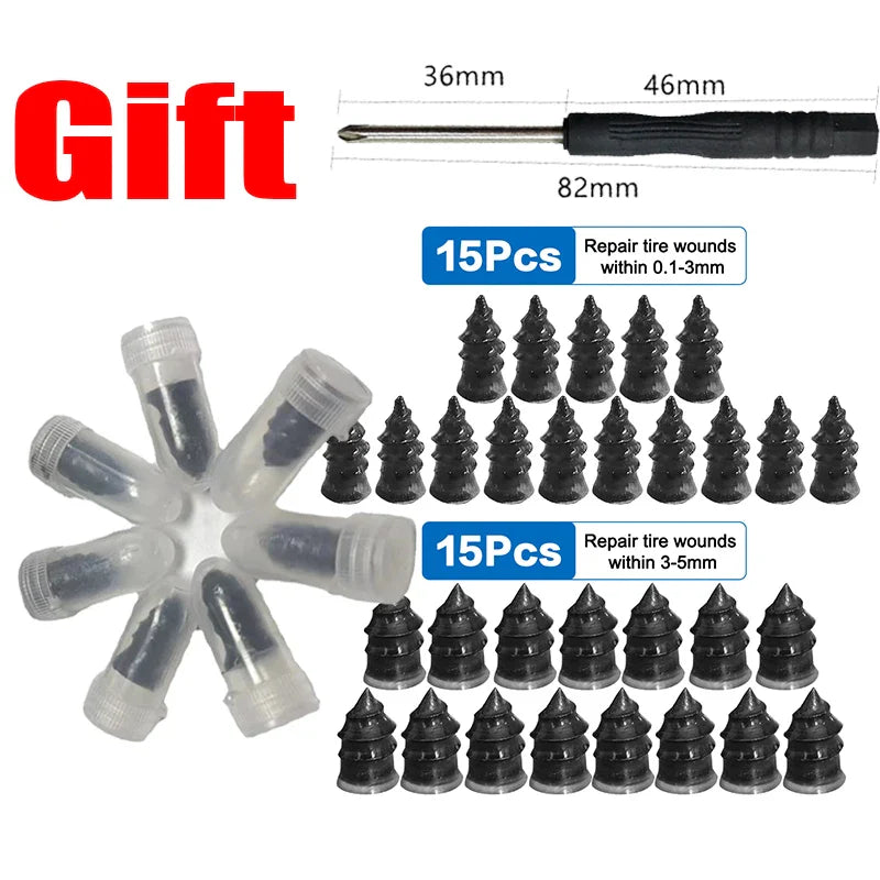 Car Motorcycle Vacuum Tyre Repair Nails Truck Scooter Bike Tire Puncture Repair Tubeless Tools Rubber Metal Accessories 10/30Pcs