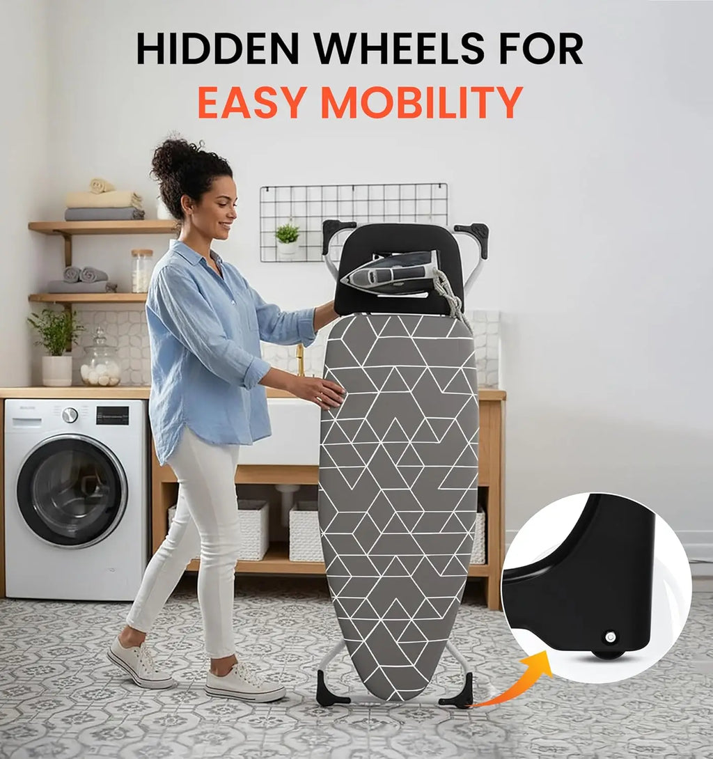 360° Rotating Dual-Sided Torso-Shaped Ironing Board with Adjustable Height, Detachable Holder & Garment Clips