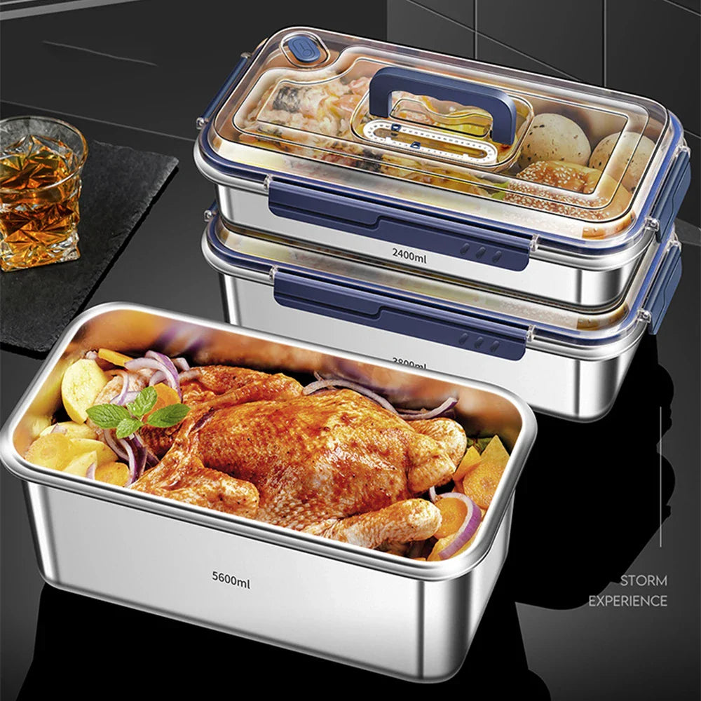 Food Storage Container with Lids Airtight 304 Stainless Steel Large Capacity Leakproof Kitchen Storage Container with Date