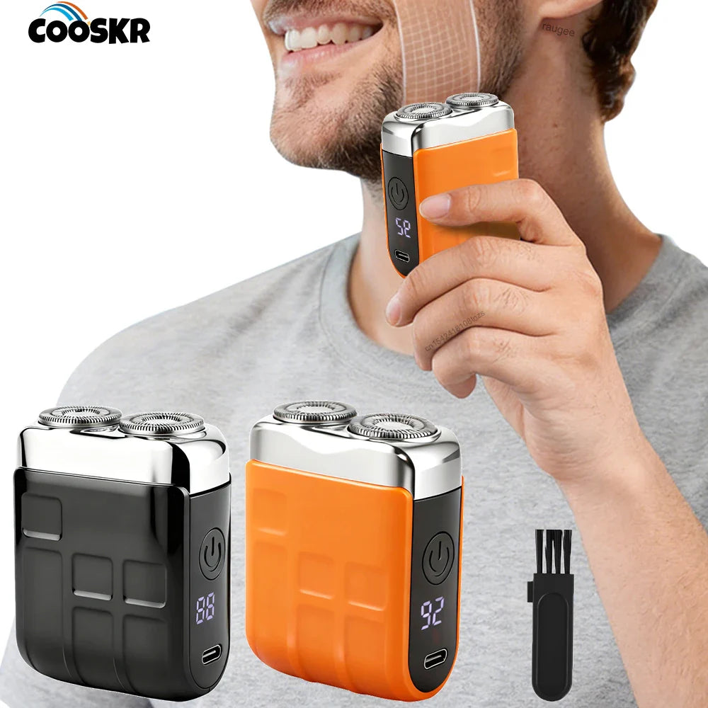 Mini Electric Shaver for Men Wet/Dry Facial Beard Trimmer Rechargeable Portable Mini Beard Shaver Dual-Head Blade Electric Razor