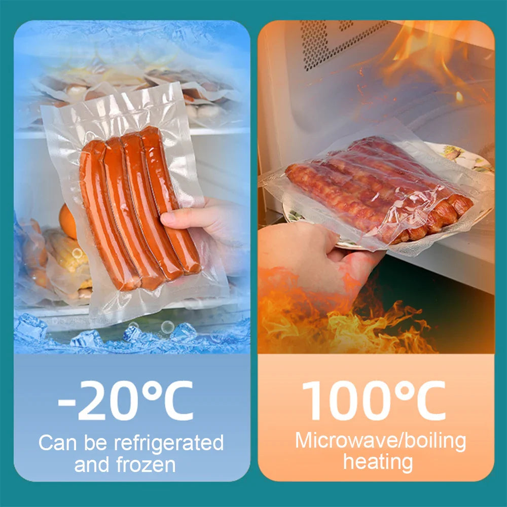 Food Vacuum Bags Sealer Storage Packaging Bags for Kitchen Vacuum Seal Keep Food Fresh BPA-Free 5 Size Vacuum Sealing Rolls Bags