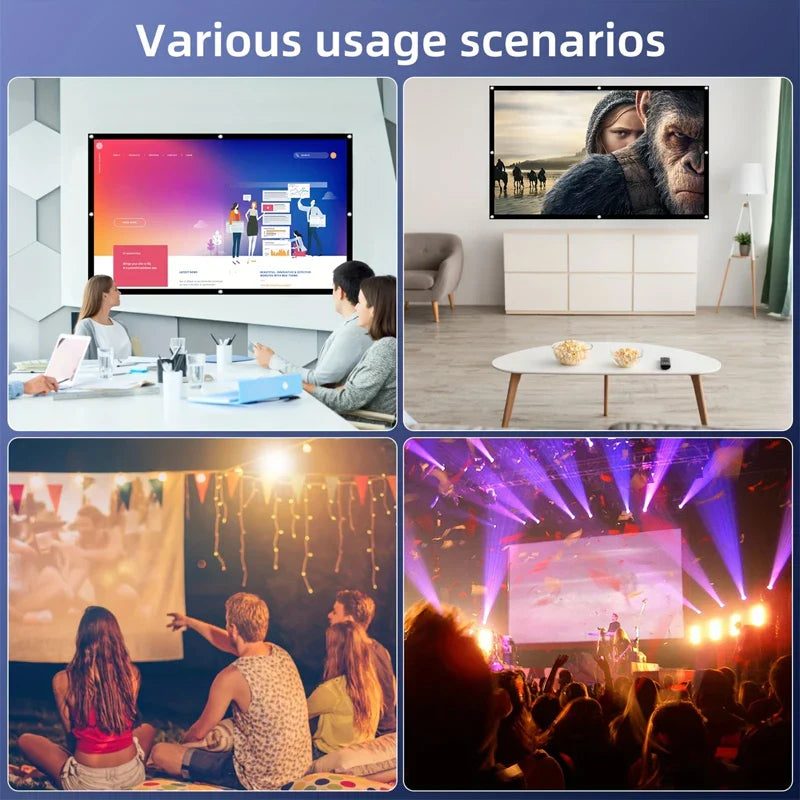 60-150 inch Corded version-high-definition foldable projection screen, suitable for outdoor camping, offices, and home theaters