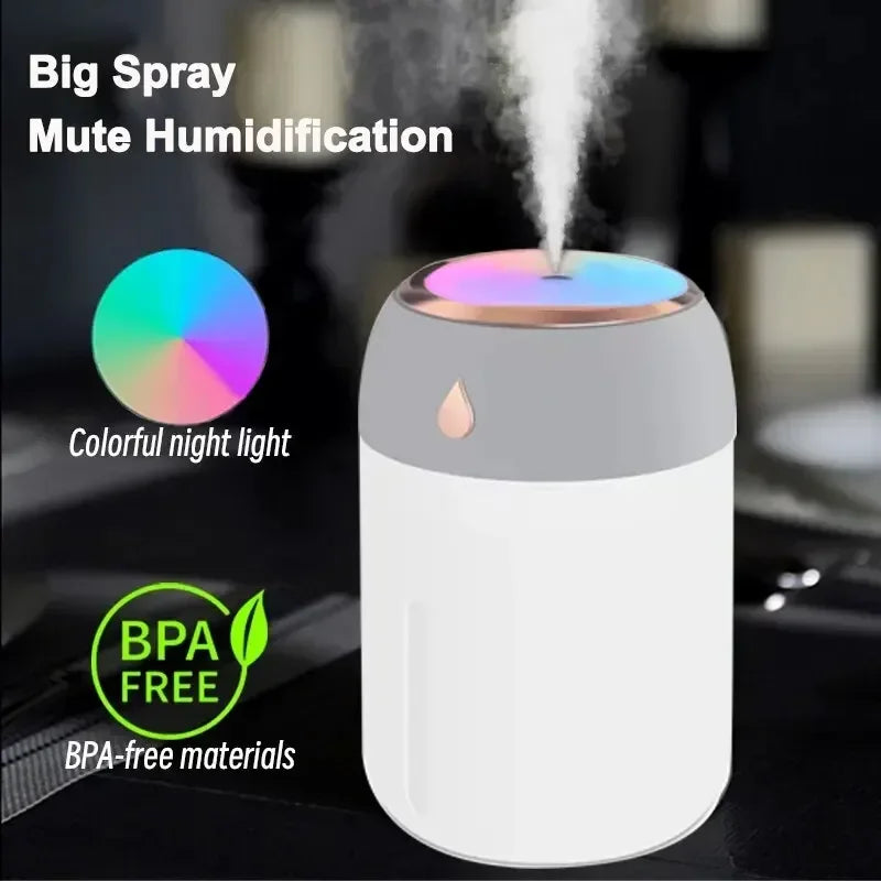 USB Car Humidifier with Color Night Light - Portable Cold Mist Sprayer and Fragrance Oil Diffuser for a Refreshing Drive Amagi