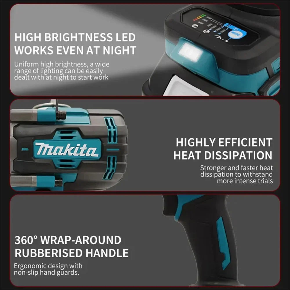 Makita 1000Nm Brushless High-Efficiency 18V Impact Wrench, Torque, Reduces Tire Change Time,Truck tire tool, Lug nut removal