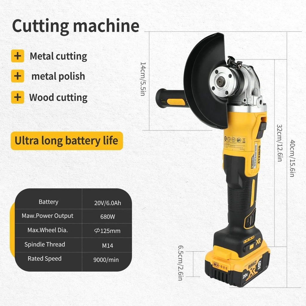 DEWALT DCG405 20V Max Brushless Angle Grinder 125mm 9000rpm 680W for Metal Wood Cutting Grinding - Construction Workshop Tool