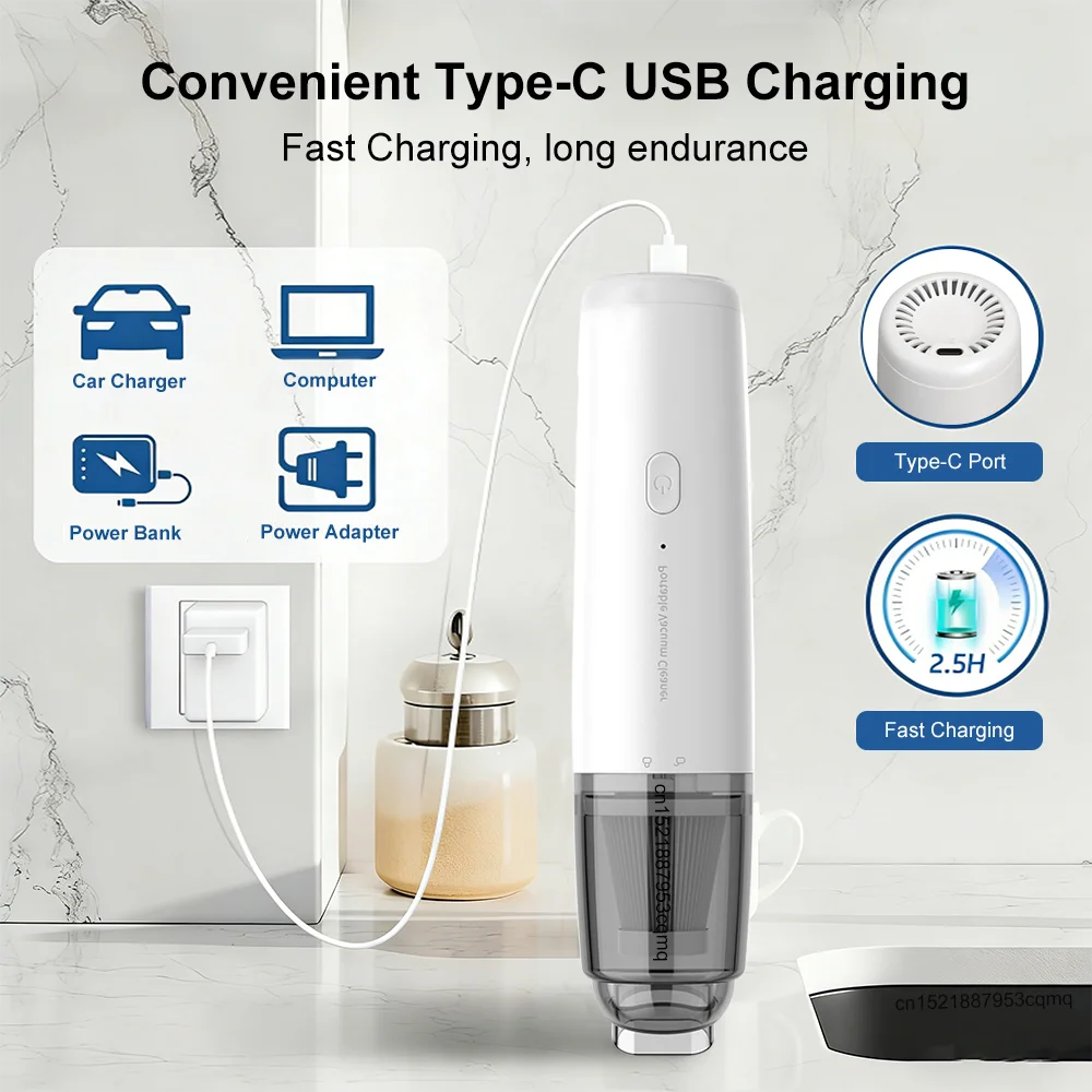 Car Vacuum Cleaner 13000PA Strong Suction Vacuum Cleaner USB Rechargeable Handheld Portable Car&Home Wireless Vacuum Cleaner