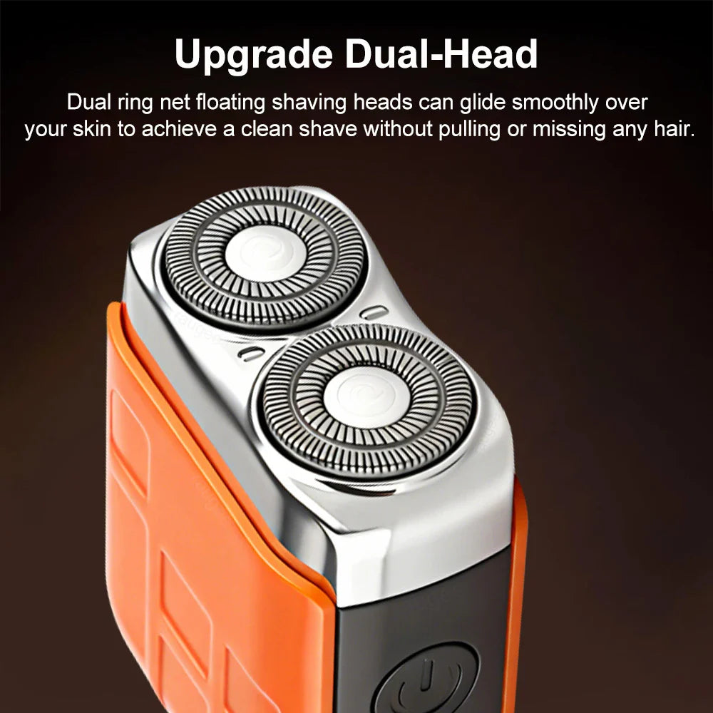 Mini Electric Shaver for Men Wet/Dry Facial Beard Trimmer Rechargeable Portable Mini Beard Shaver Dual-Head Blade Electric Razor