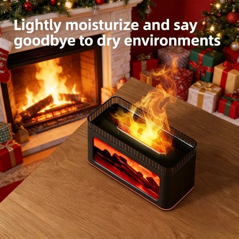 Simulated Fireplace Flame Aroma Diffuser with 7 Color Lights, Perfect Mini Air Humidifier for Christmas, New Year