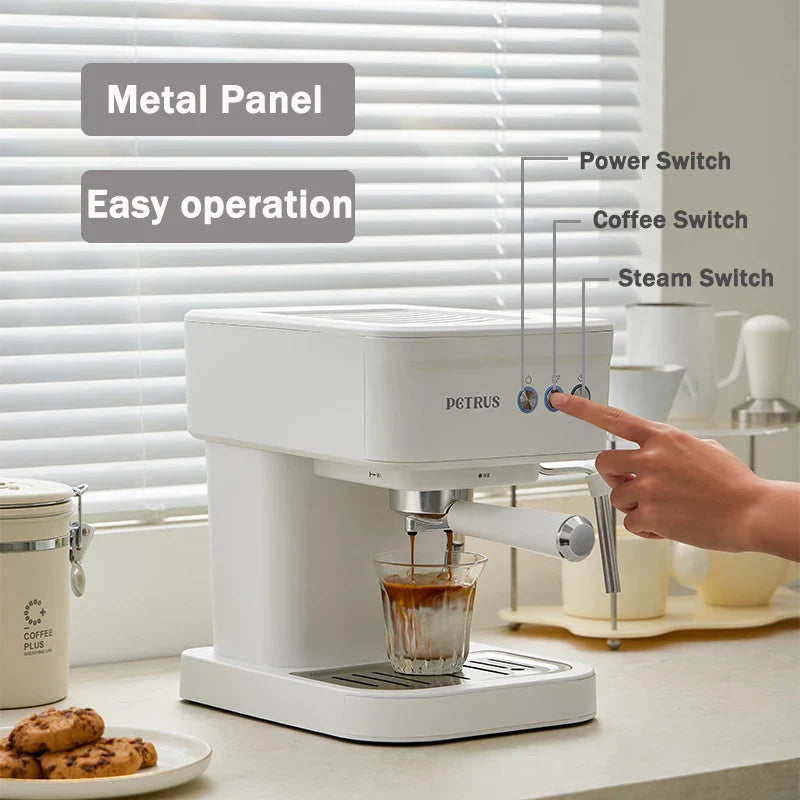 Petrus Espresso Coffee Maker Machine 51MM 20 Bar with  Metal Panel, Powerful Steam Wand for Amerlcano Mocha Latte,PE2170 (220V)