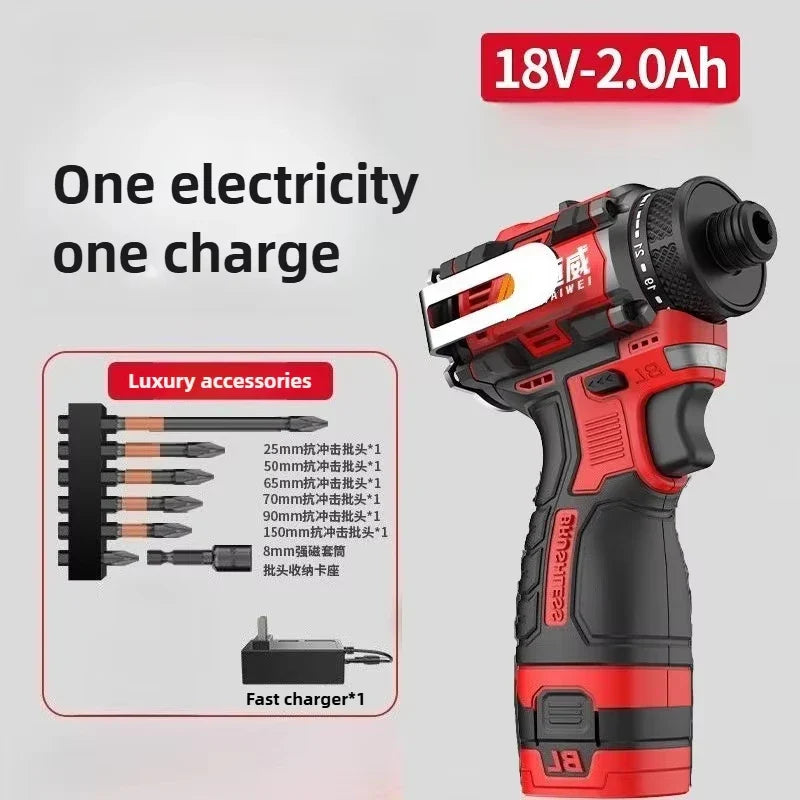 SUMAIWEI Brushless Electric Drill Cordless Knockable Driller Driver 80N.m 18V Screwdriver Li-ion Battery Electric Power Tools