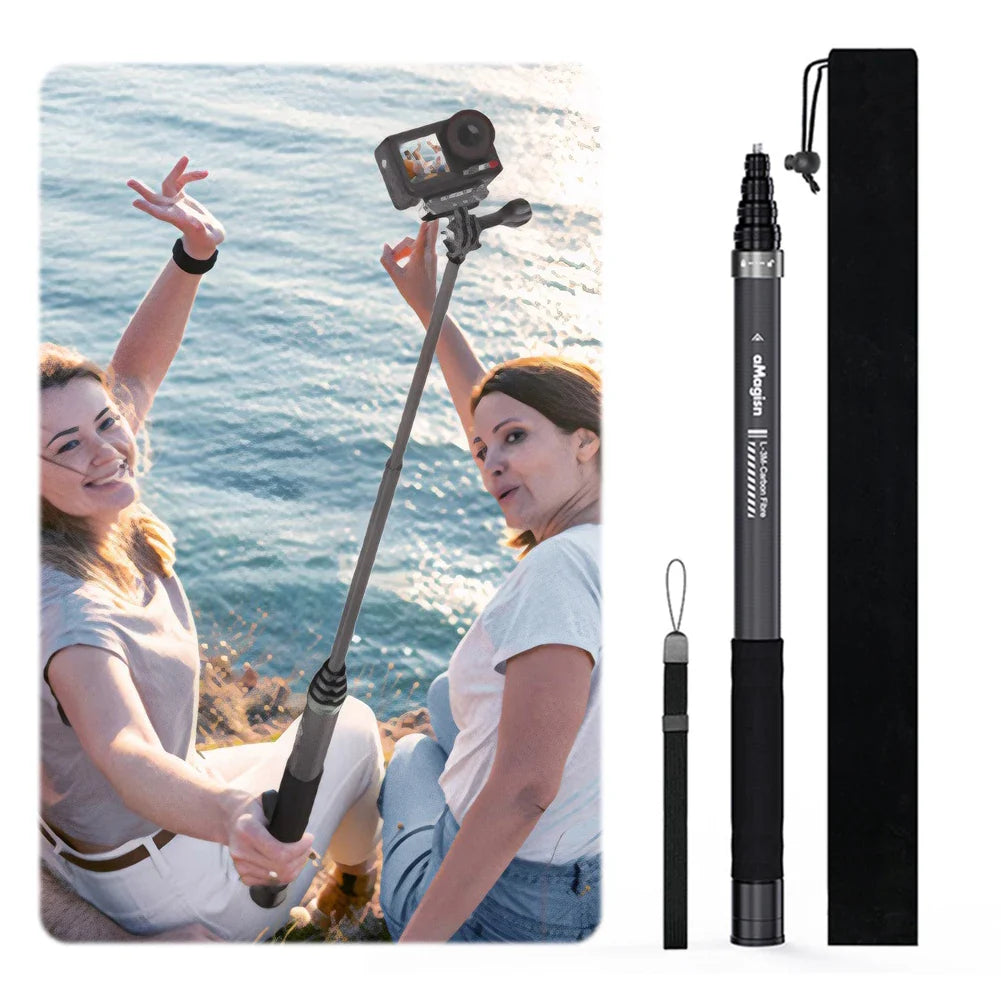 3M Invisible Selfie Stick for Insta360 X5/X4/Ace Pro 2 Adjustable Extension Pole Carbon Fiber Extended Monopod Camera Accessorie