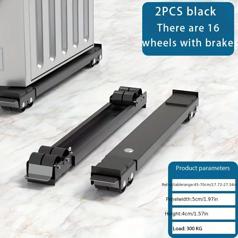 2PCS 300KG Capacity Stainless Steel Stand - Adjustable 45-70cm  Anti-Vibration for Washing Machine Fridge & Laundry, Rust-Proof