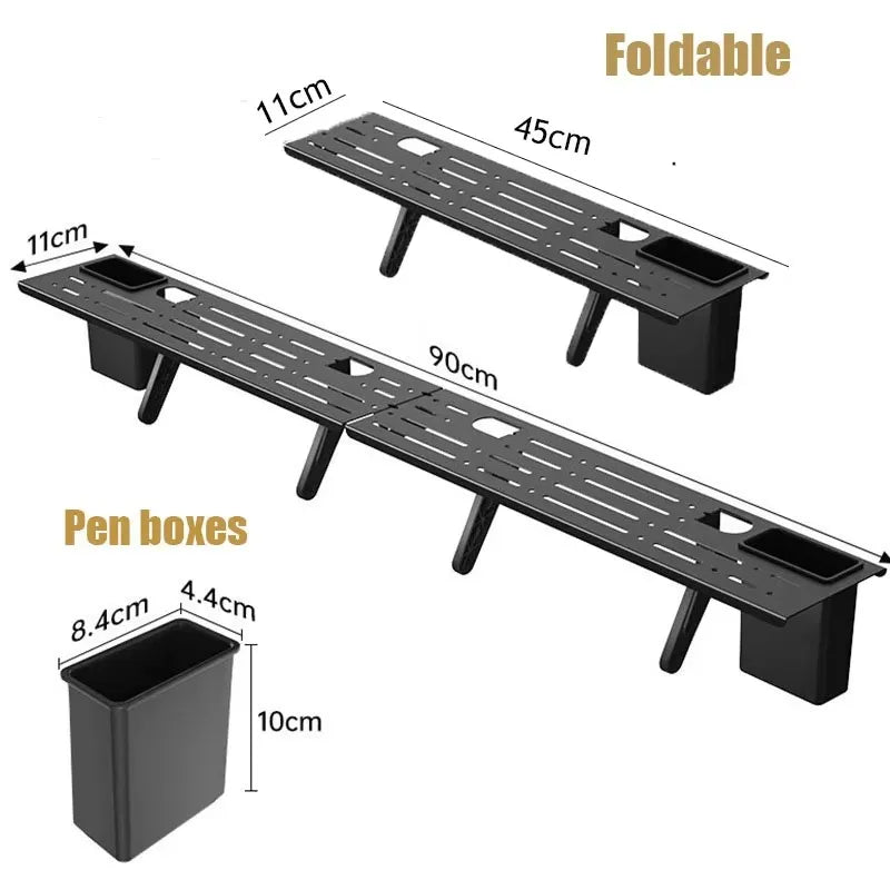 Adjustable TV Screen Top Shelf Computer Monitor Desktop Organizer Storage Rack TV Media Box, Router Shelf with 2 Storage Boxes