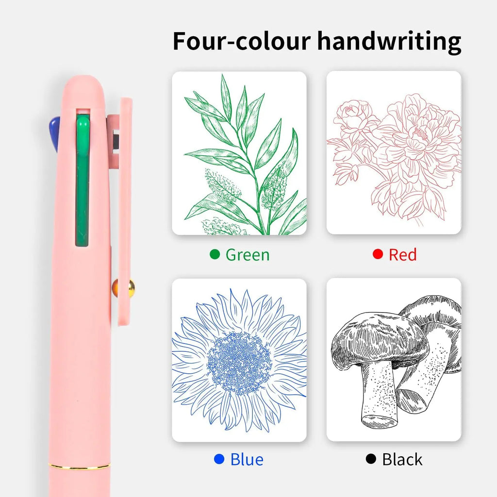 4-in-1 Multicolor Ballpoint Pen, 0.5mm Fine Point for Smooth Writing, Nurse & Student Accessories, Gift Set of 6