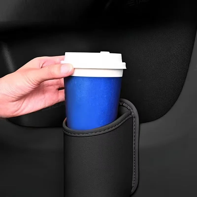 Kcimo PU Leather Car Door Cup Holder Box Back Clip Design Drink Rack Storage Bin Universal Car Seat Back Water Cup Box Organizer