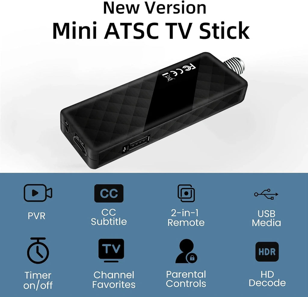 Digital Converter Box TV Receiver for TV,1080P ATSC tv Tuner Box with hdmi Output Hidden Behind TV,with 2-in-1 Remote