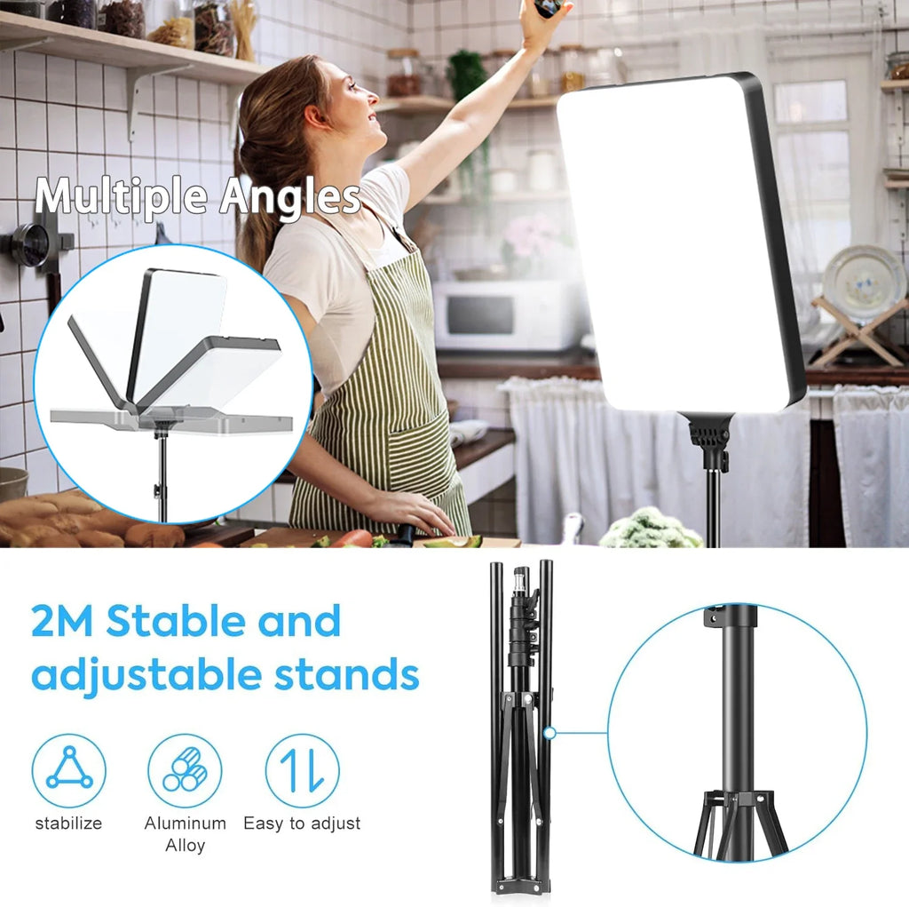 XRDKJ 1-Pack 21" LED Video Light Kit, 2500-7500K Dimmable Photography Lighting with Remote and 79" Stand, CRI 96+ Studio Light