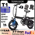 1Year Warranty 500W Adult Electric Bike 20MPH 48V10.4Ah with Dual Disc Brake 14 Inches Folding Electric Bike 22 Mile Range